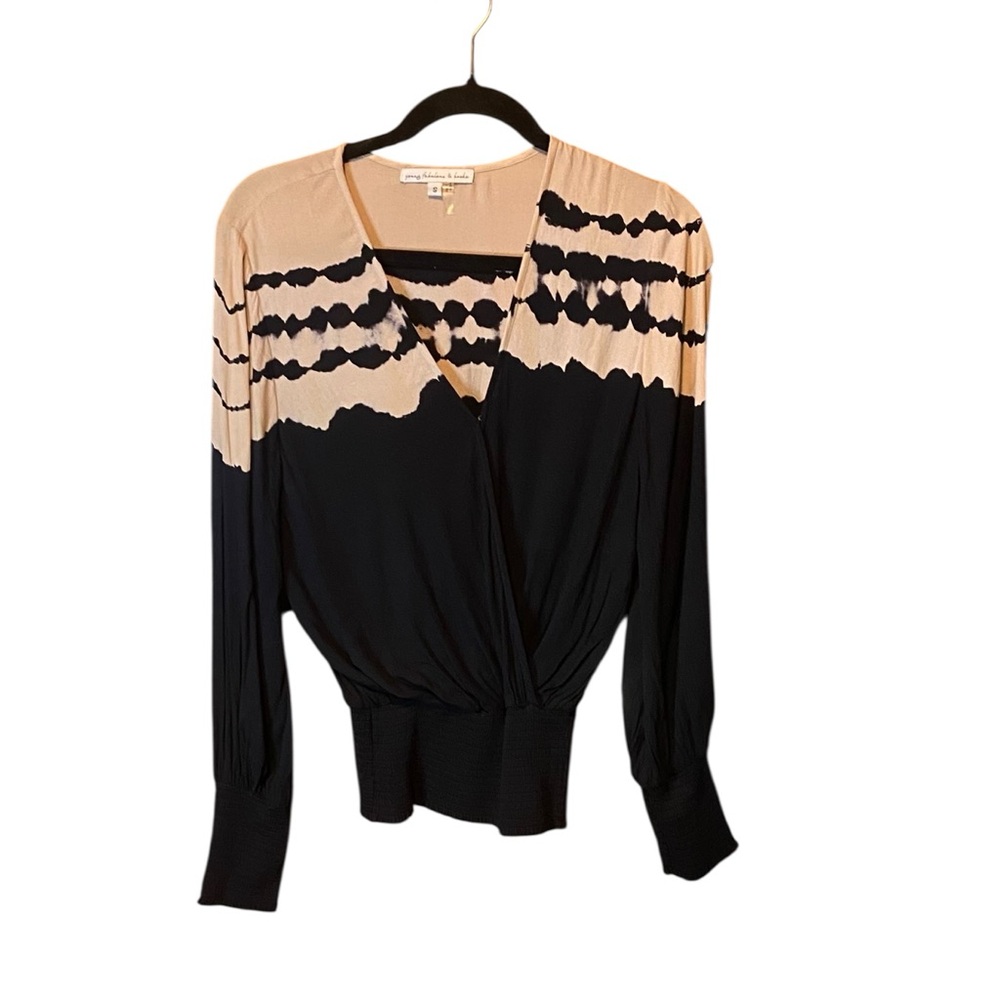 Young Fabulous & Broke Abstract Wrap Top Small Boho Surplice Blouse